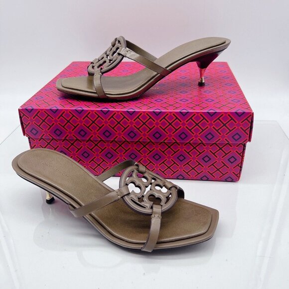 Tory Burch Miller Bombé 55mm Low Heel Sandal Toasted Sesame Brown Leather US 9 - Picture 2 of 13
